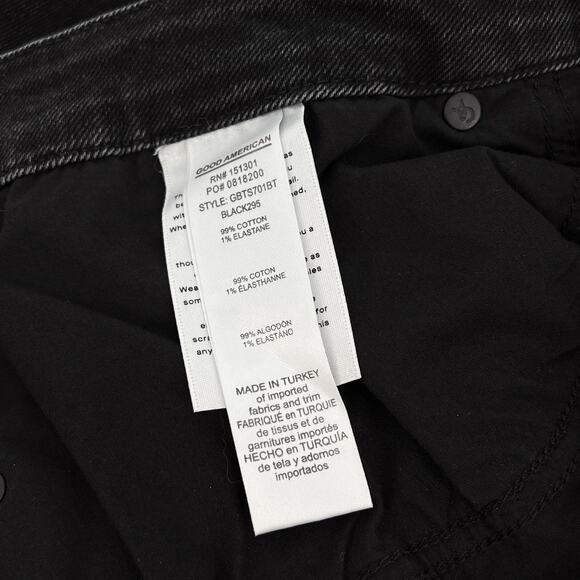 Good American Good Boy Twisted Slit Jeans Black295 High Rise Straight Size 20 - Picture 5 of 7